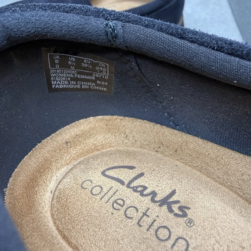 Clarks Sharon Dolly Women's 8.5 M Navy Suede Platform Slip On Walking Loafers